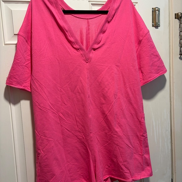 Amazon Hot Pink Oversized Tee Romper - Picture 3 of 3